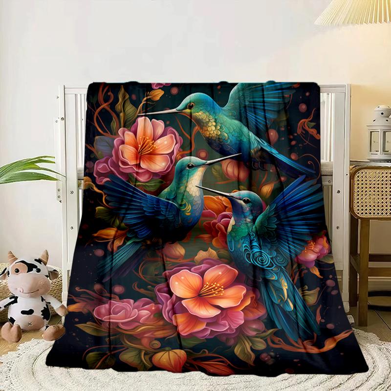Hummingbird In Bloom Blanket Flannel Blanket Throw Blanket Sofa Cover Blanket Soft Premium Blanket Picnic Blanket Tv Blanket Gifts