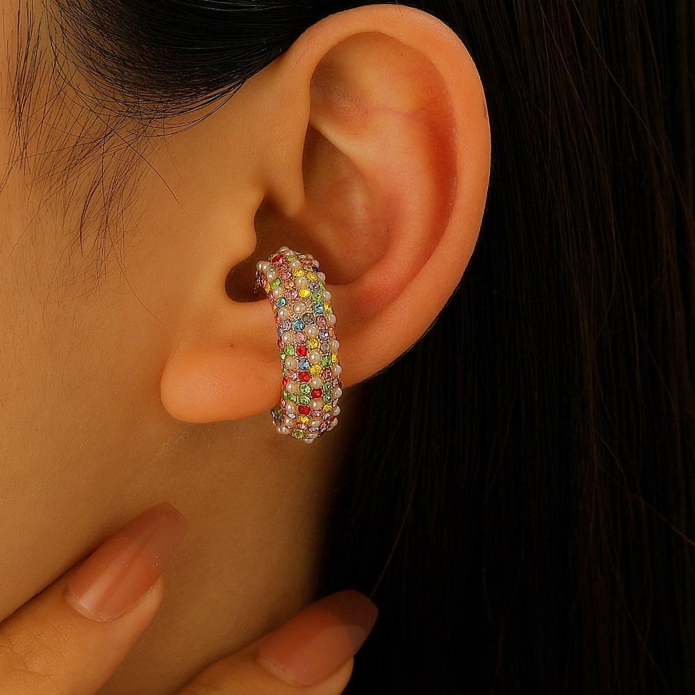 Silver C Shape Ear Cuff Golded Pearl Earrings Vintage No Piercing Earrings  Party