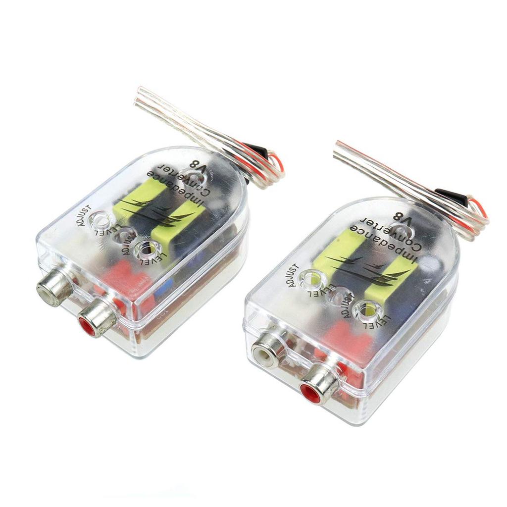 2 Pcs High to Low Speaker Impedance Converter Audio Signal Adapter for Speaker Output to RCA Line Control Car Amplifier Wiring