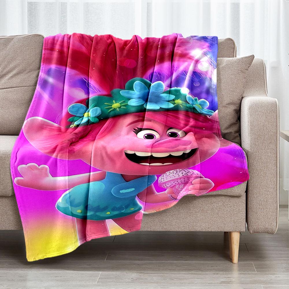 Trolls Theme Printed Blanket - Perfect for Couch, Bed, Travel & Outdoor Use | Machine Washable, Cozy & Durable.