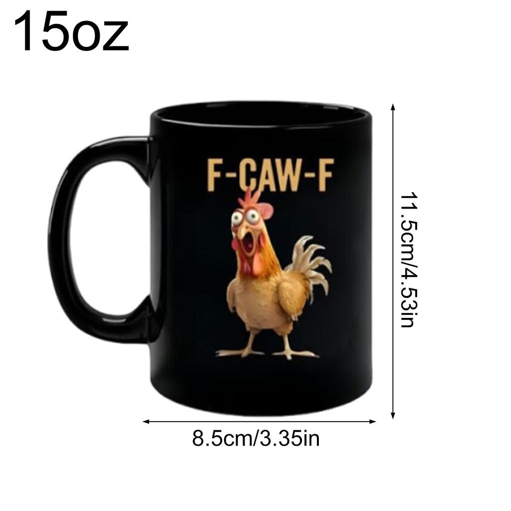 Ceramic F-Caw-F Chicken Coffee Mug 15oz Funny Beverage Container Novelty Coffee Mug Tea Cup Birthday Gifts For Men Women Friends