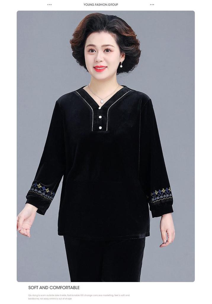 Mom's Autumn 2026 Velvet Hoodie: Stylish Spring & Fall Top for Middle-Aged Women
