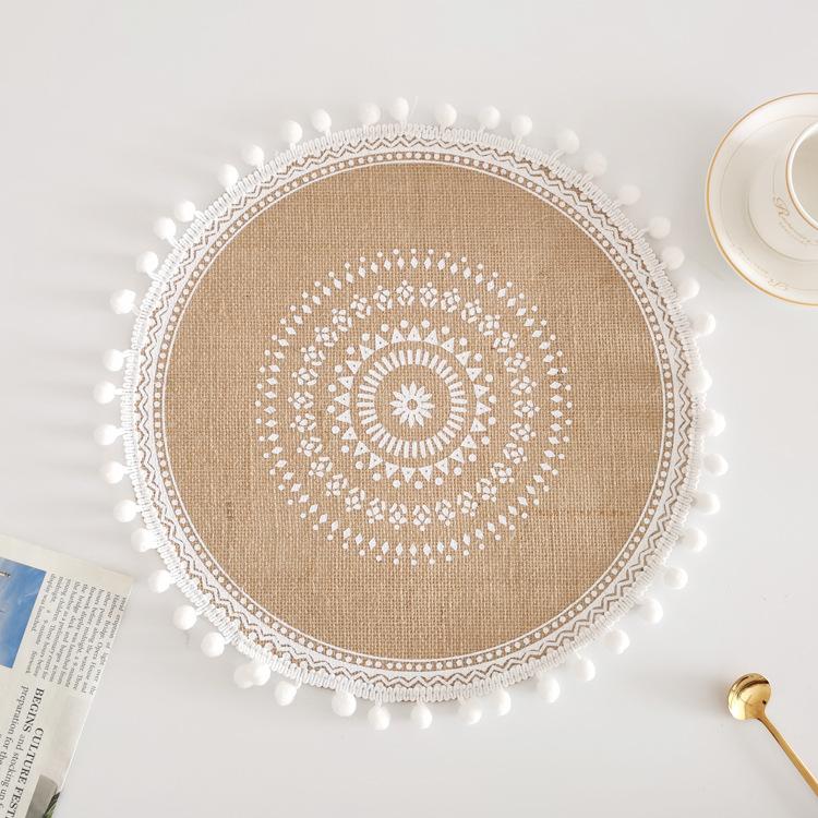 38cm Natural Vintage Jute Woven Placemats Bohemian Style Party Decoration Hanging Wall Decor Mat Vase Mat Table Mats Placemat
