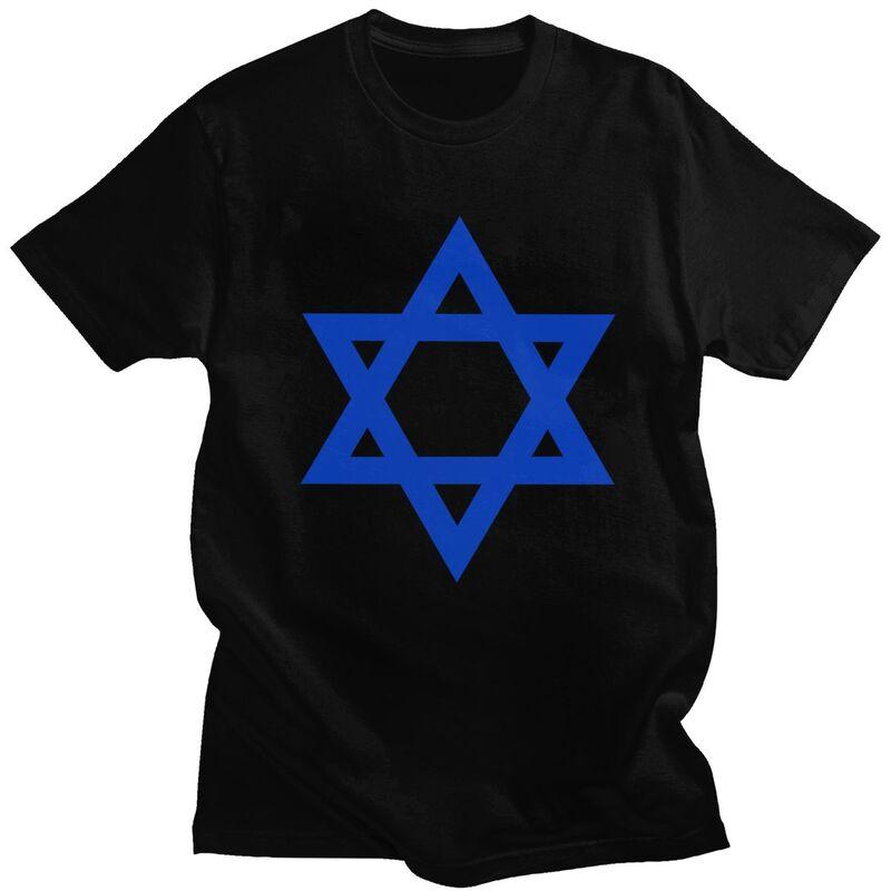 Individuelles Cooles Davidstern Israel Flagge T-Shirt Herren Kurzarm Reines Baumwoll-T-Shirt Israelischer Stolz Tee Oberteile Streetwear T-Shirt