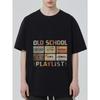 Black T Shirt Old School Playlist Cassette Tape Print Casual Streetwear for Men and Women