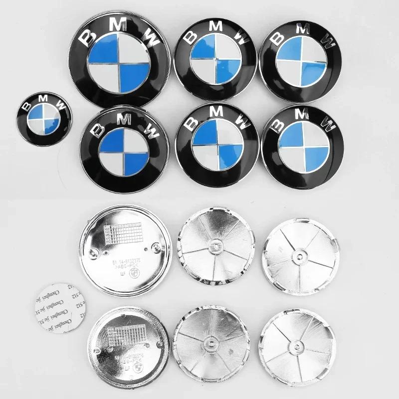 7pcs Front Hood Emblem Car 50th Anniversary Logo 82mm+Rear Badge 74mm+Wheel Hub Cap 68mm Decoration Cover Styling for BMW M