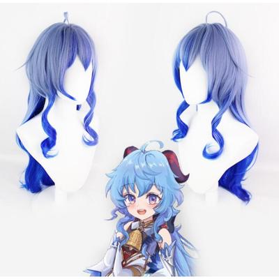 Anime 80CM Game Genshin Impact Cosplay Halloween Ganyu Cosplay Wig Genshin Impact Gan Yu Cosplay Hair Heat Resistant Wigs