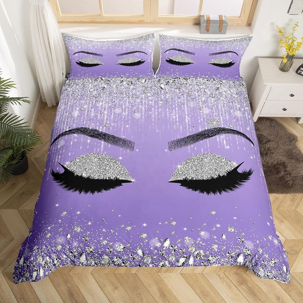 Eyelash Pattern Digital Printing Duvet Cover Set Bedding
