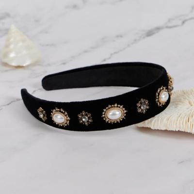 Velvet Antique Pearl Hairband