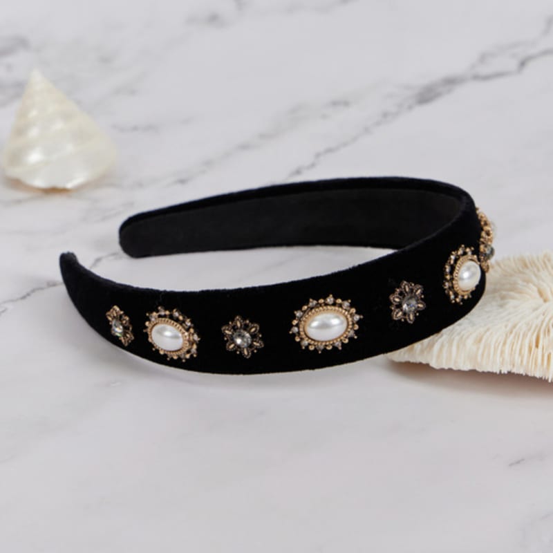 

MAIA Velvet Antique Pearl Hairband pearl