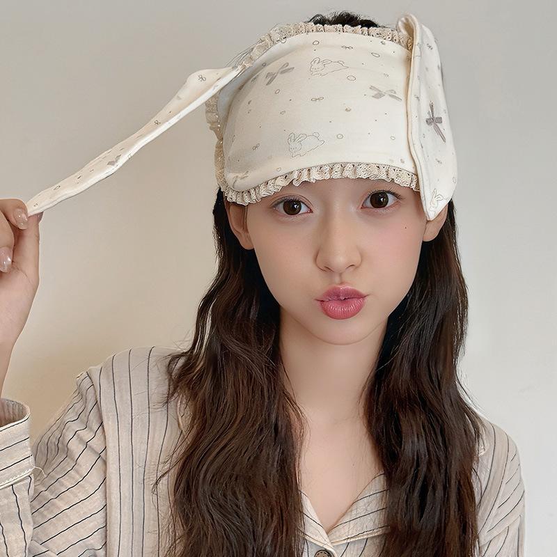 Новая корейская мультяшная милая кроличья маска для сна с длинными ушами, светонепроницаемая, ветрозащитная, дышащая, головной платок для послеродового периода