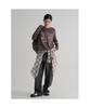 Cotton Blend Oversized Graphic Long Sleeve T-Shirt Brown