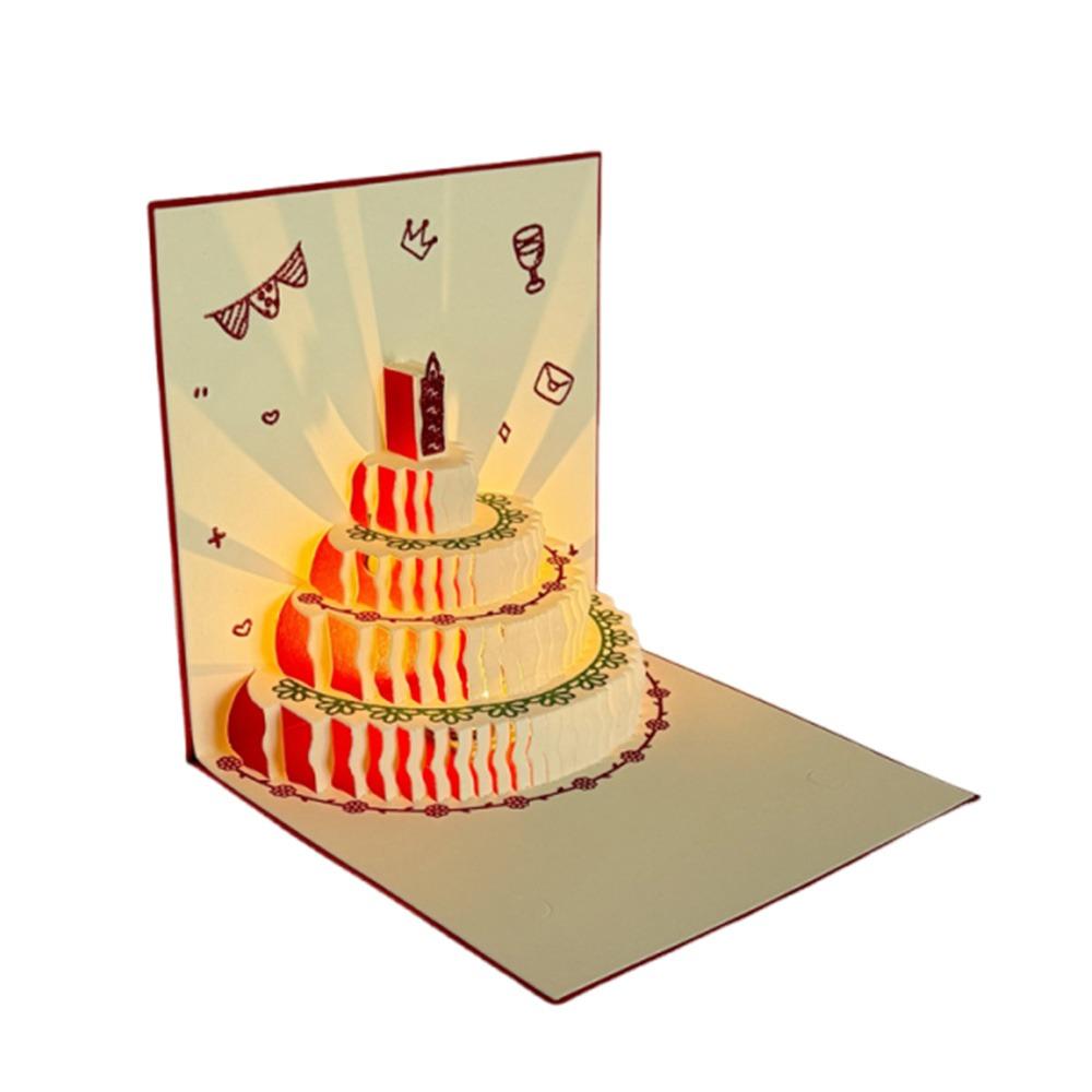 Four-Layer Birthday Cake Happy Birthday Card 3D Gift Card  Party Party Supplies A1