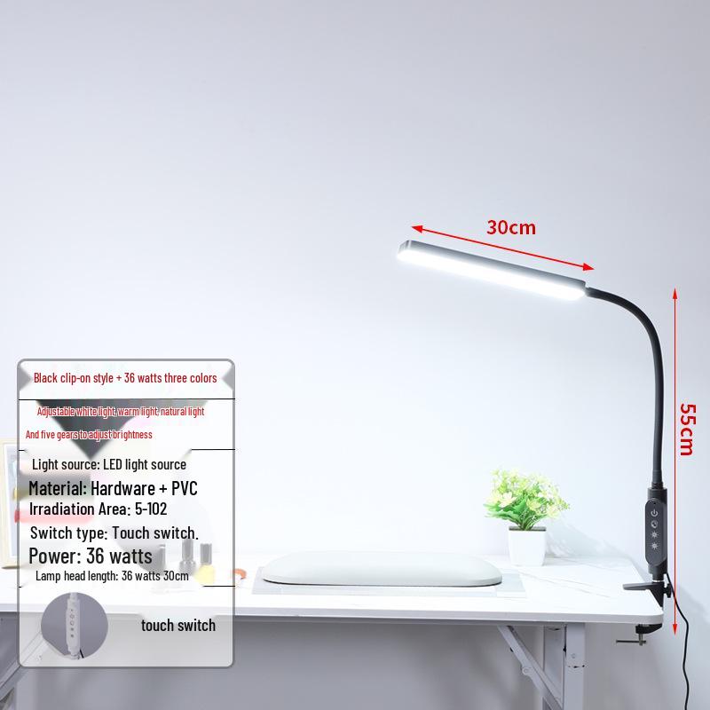 Ultra-Bright LED Desk Lamp: Clip-On Light for Nail, Beauty, Embroidery, & Eyelash Work.