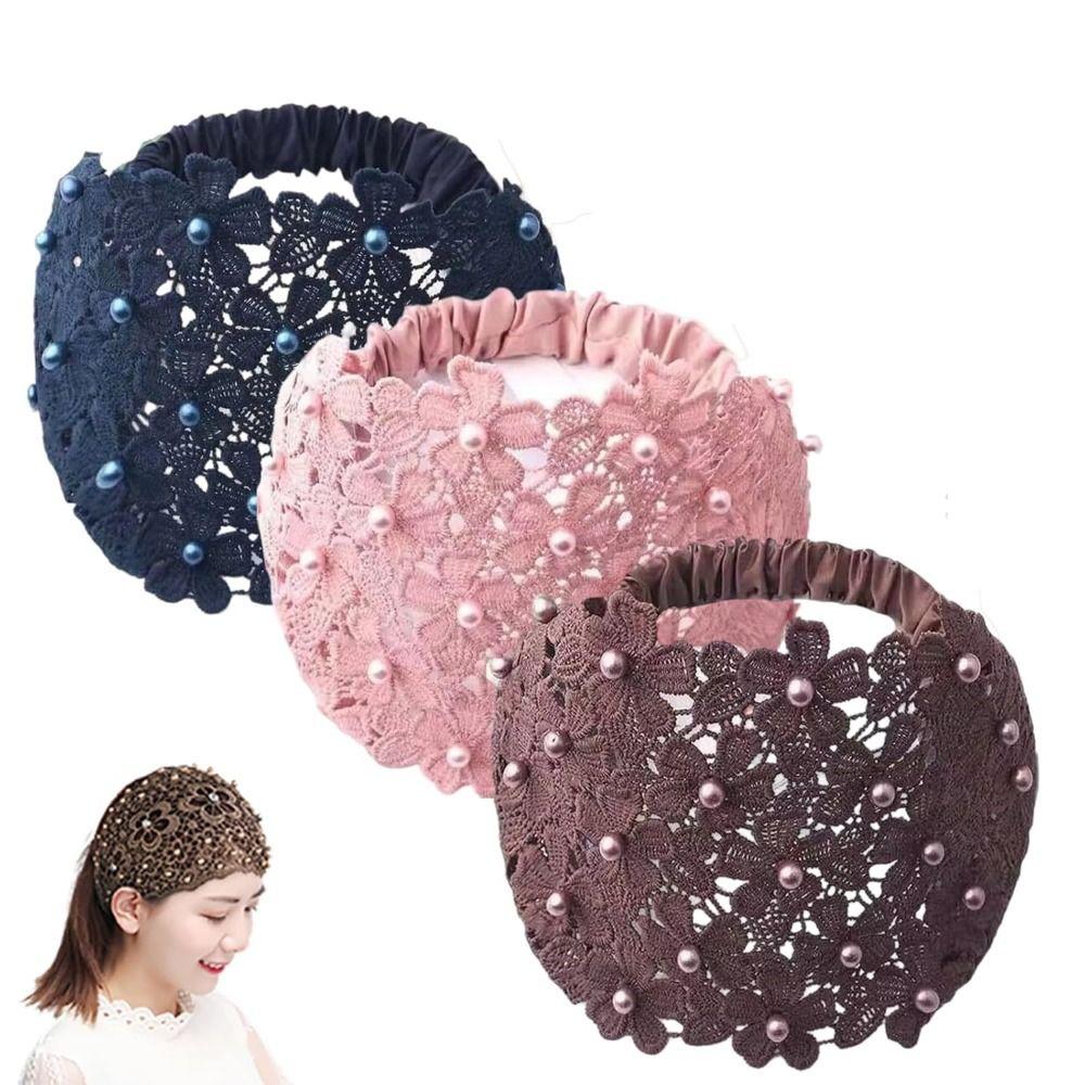 Non-slip Wide Hair Bands Hollow Hair Hoop Fashion Pearl Headband  for Women