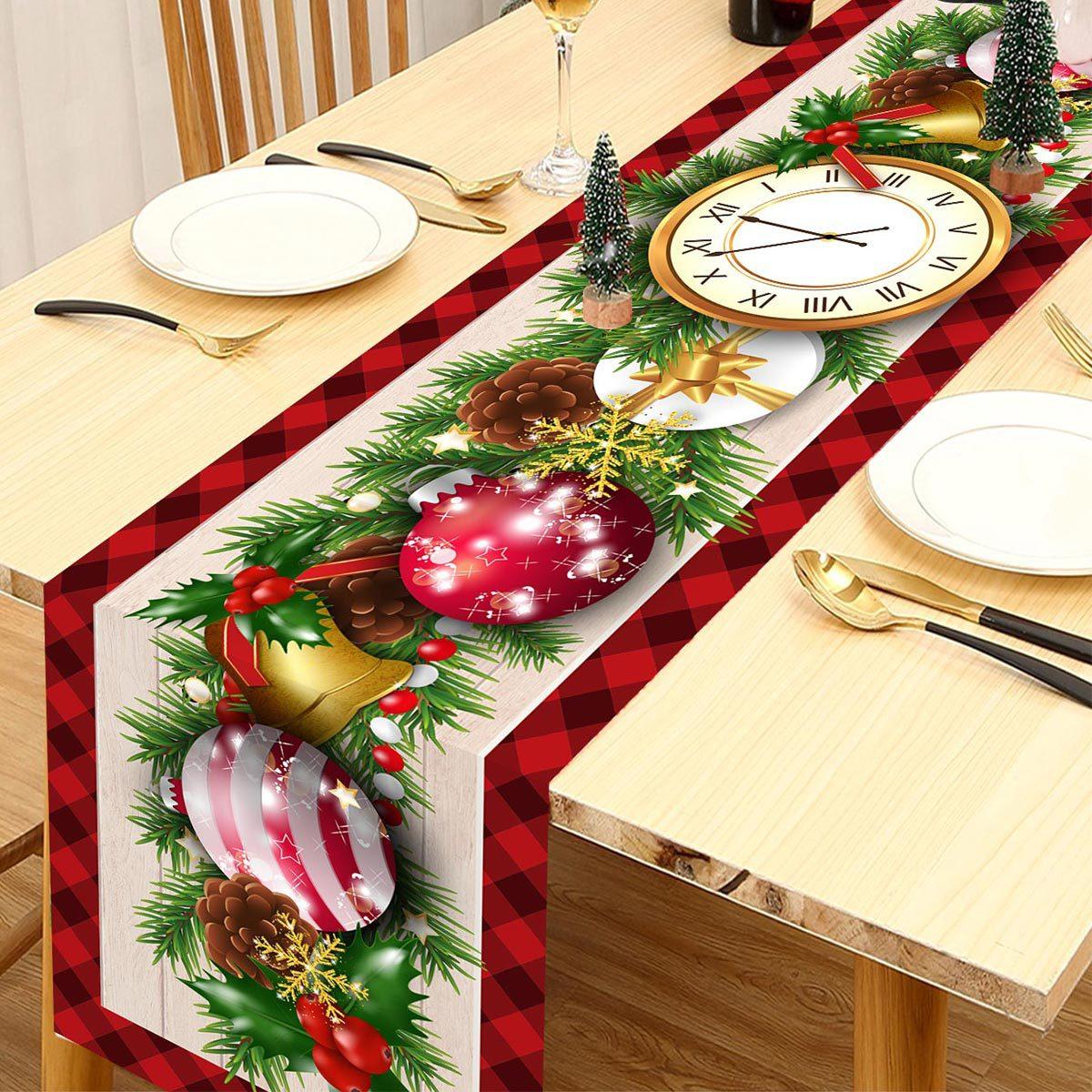 

Рождественская скатерть-дорожка Колокольчик Шар Украшение для вечеринки Праздничное украшение для обеденного стола