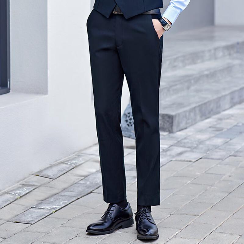 Terman Men's Business Casual Straight-Leg Suit Pants