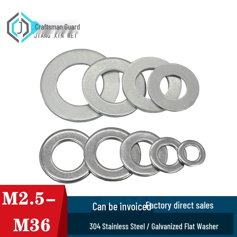 304 Stainless Steel/Galvanized Flat Washers M2-M36 - Small to Enlarged Sizes Galvanized