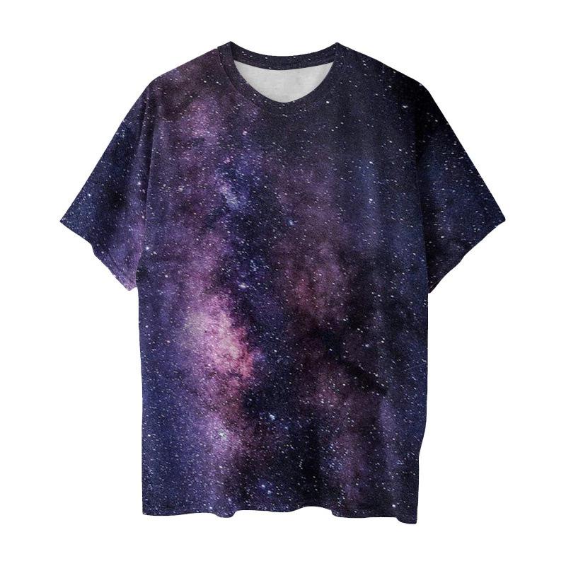 Galaxy Print T-shirt met Korte Mouwen, Stijlvolle Casual Dagelijkse Kleding