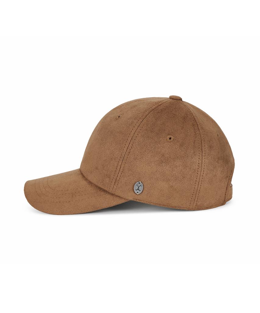 Bajal Va Curved Oval Metallic Suede Ball Cap Brown