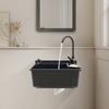 Wall-Mounted Sink, Black Small Basin, PP Utility Sink for Laundry Room, Garage, Kitchen, Modern Style Sink, 20.08x17.52x9.45in