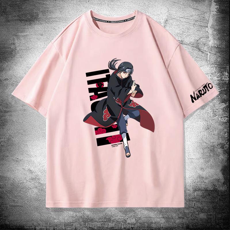 Naruto surrounding ferret god anime print cotton short-sleeved T-shirt men's summer loose shoulder half-sleeved top