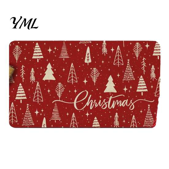 Christmas Bathroom Door Rug Mat, Festive Entrance Rug, 35" x 24" Non-Slip Washable Indoor Floor Mat Welcome Water Absorbent for Kitchen Holiday