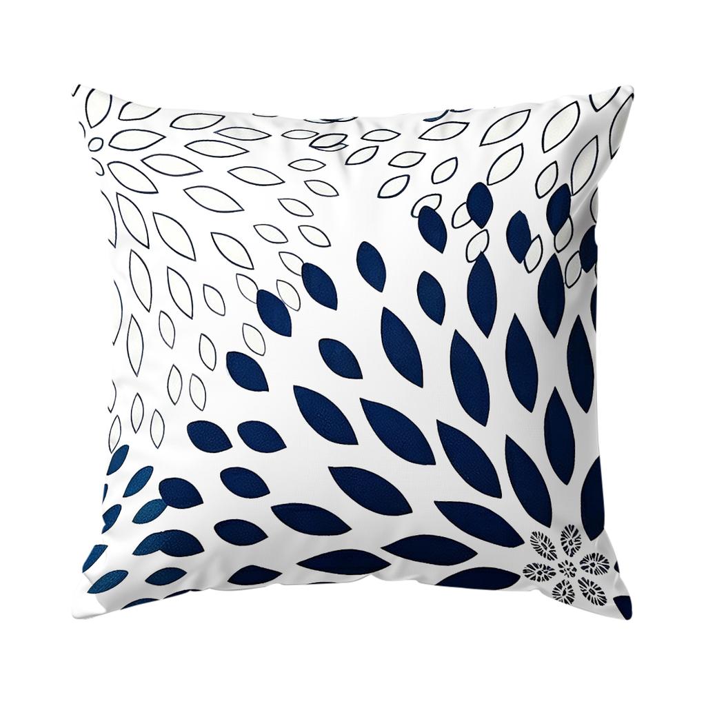 1pcs Blue Geometric Flower Cushions Pillowcase Polyester Cushion Cover Throw Pillow Pillowcover Home Car Sofa Decor