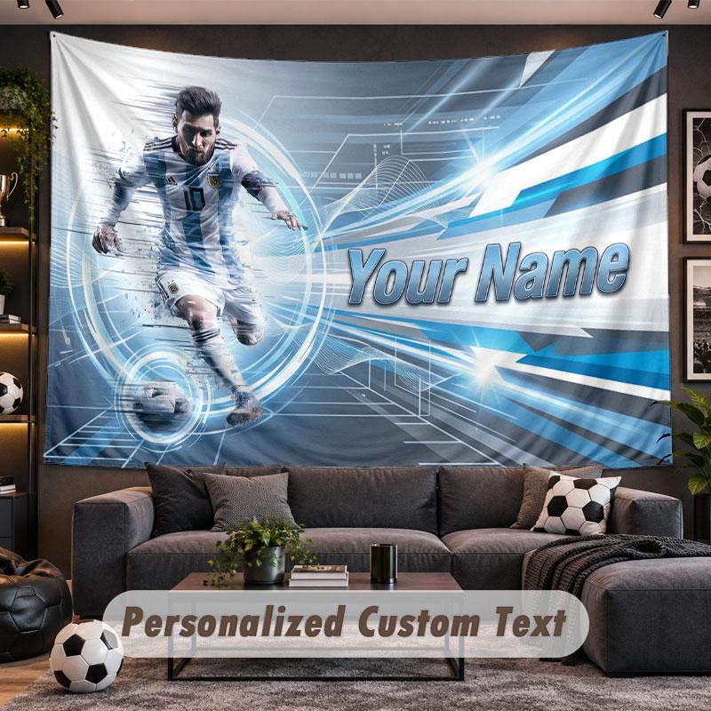 Wall Hanging Tapestry Custom NameLionel Messi Pattern Personalized Printed Fabric Wall Decor