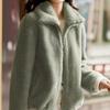 Winter Fat Sister Large Size Loose Double-sided Fleece Sweater High Neck Warm Cardigan Fleece Thickened Coat