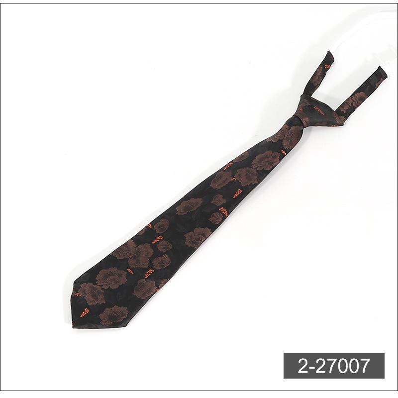 Cashew Flower Men's No-Tie Zipper Shirt Tie for Uniforms