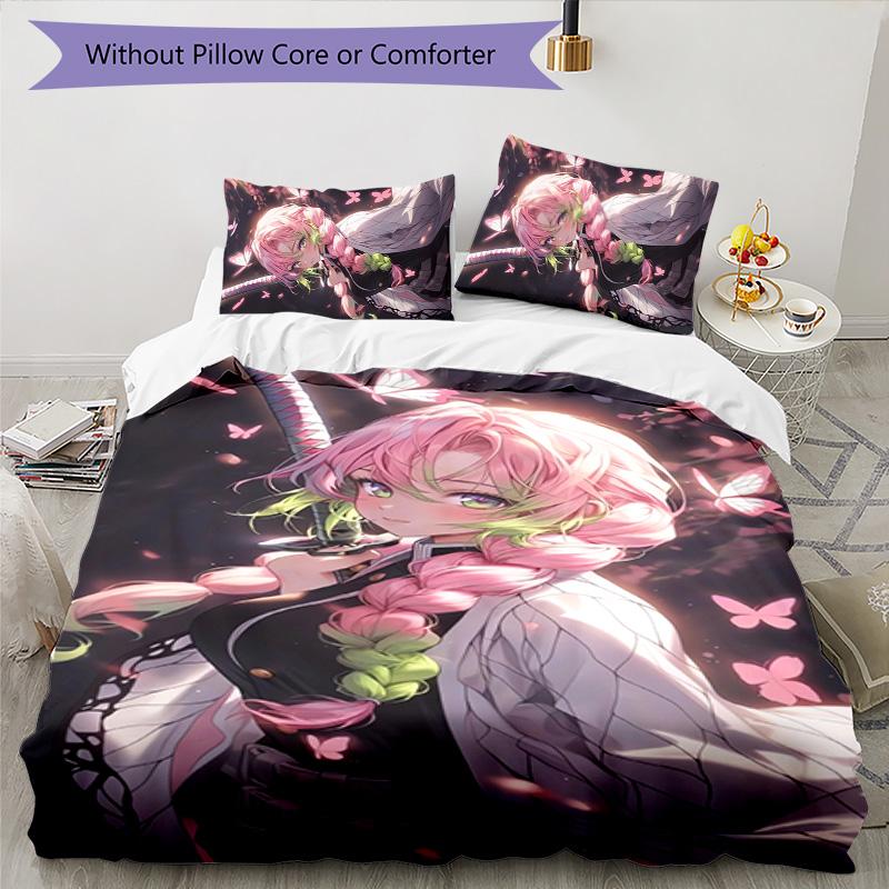 Mitsuri & Iguro 3pcs Bedding Set Duvet Cover Closure Includes 1 Duvet Cover & 2 Pillowcases for All Seasons Bedroom Home Dorm Decor