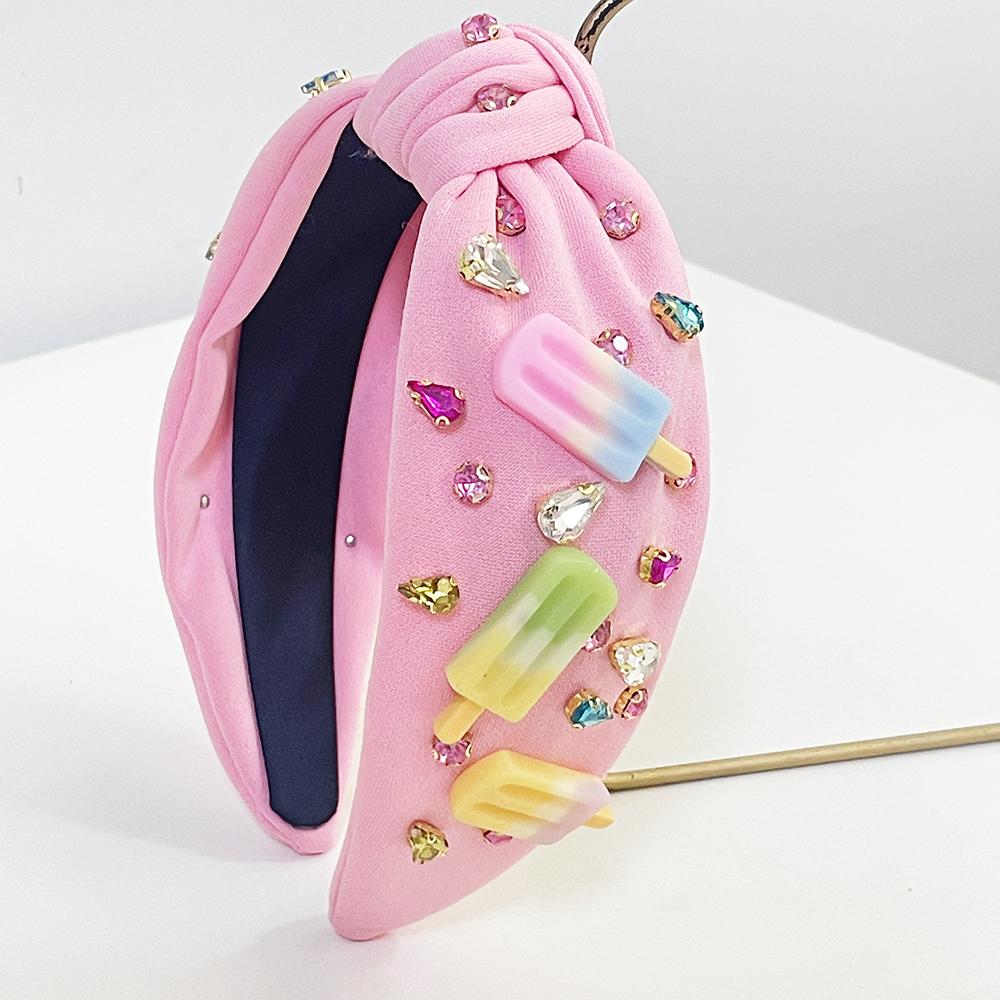 

Летние каникулы Мороженое Стразы Жемчуг Узел Повязка на голову Ободок Взрослые Аксессуары для волос Ювелирные изделия для волос