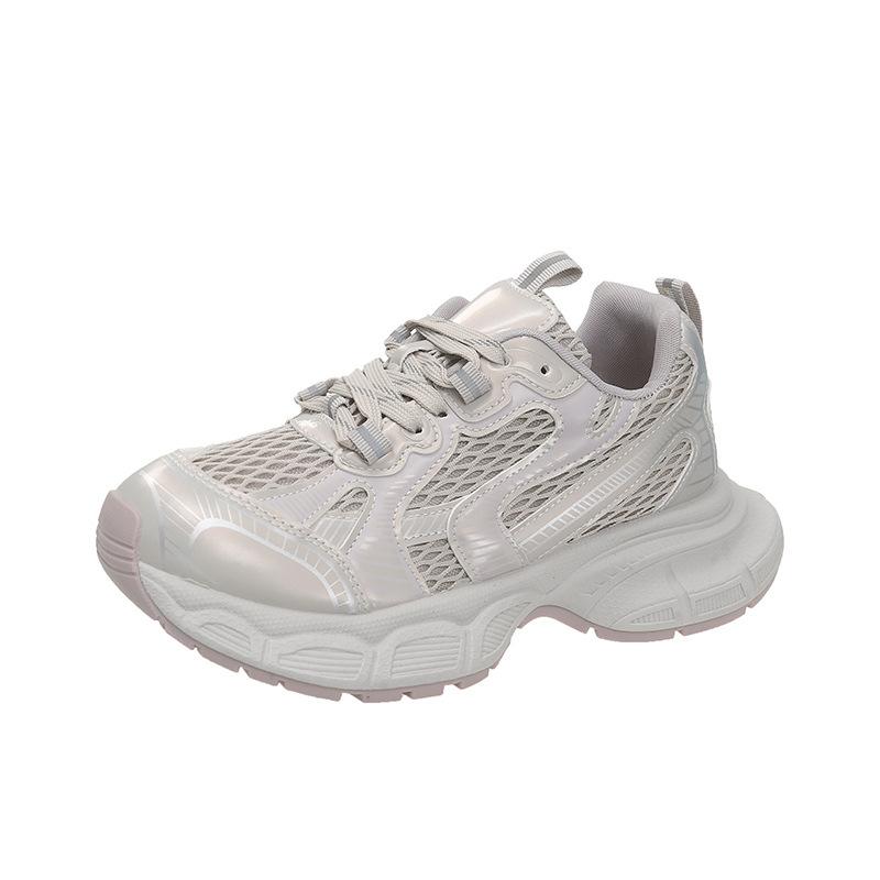 Thick-soled 2025 Spring and Summer New Lace-up Dad Shoes New Trendy Sports Shoes Breathable Casual Sports Shoes Heightening Shoes