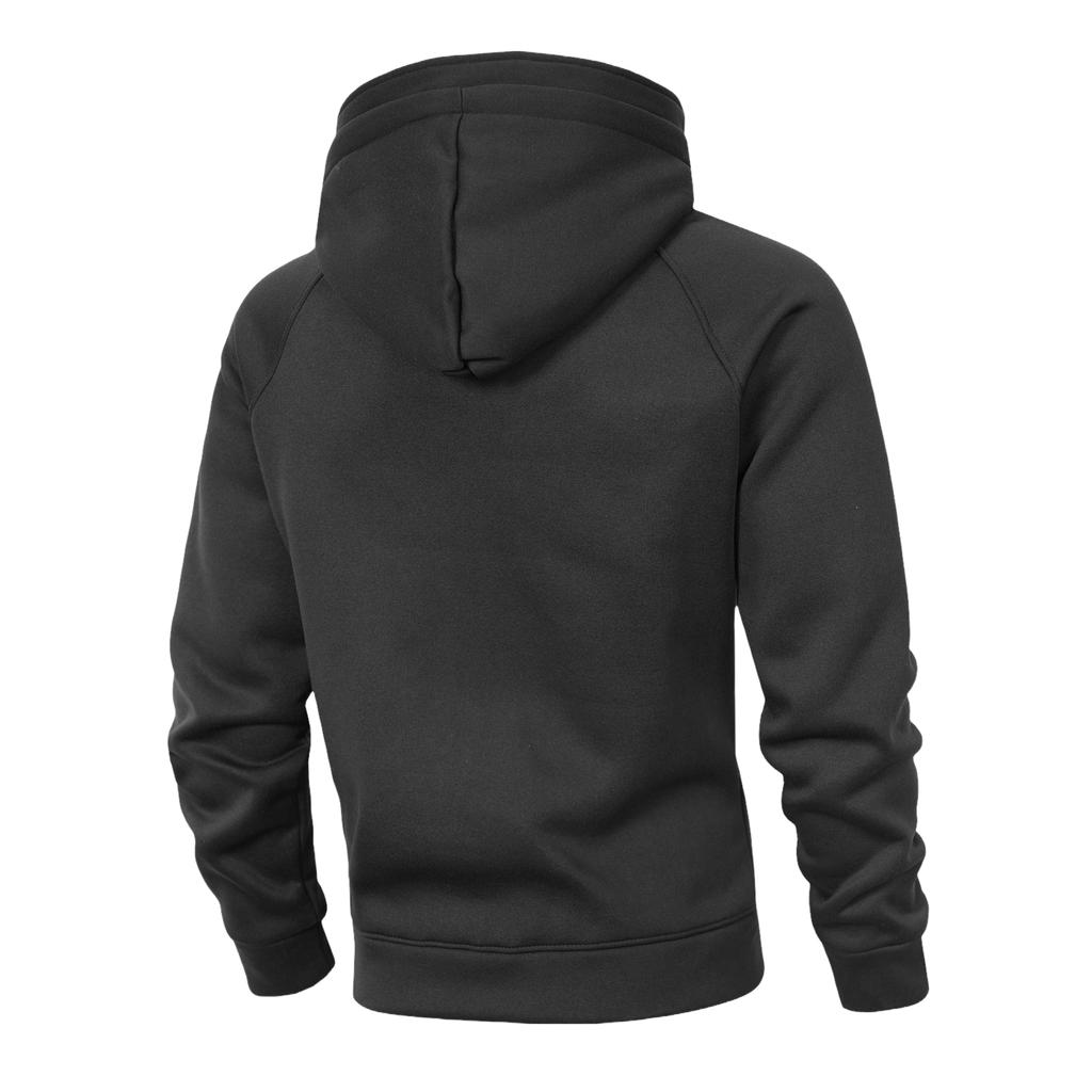 Men's Casual Hooded Zip-Up Sweatshirt with Loose Fit, Stand Collar and Multiple Pockets for Fall Winter