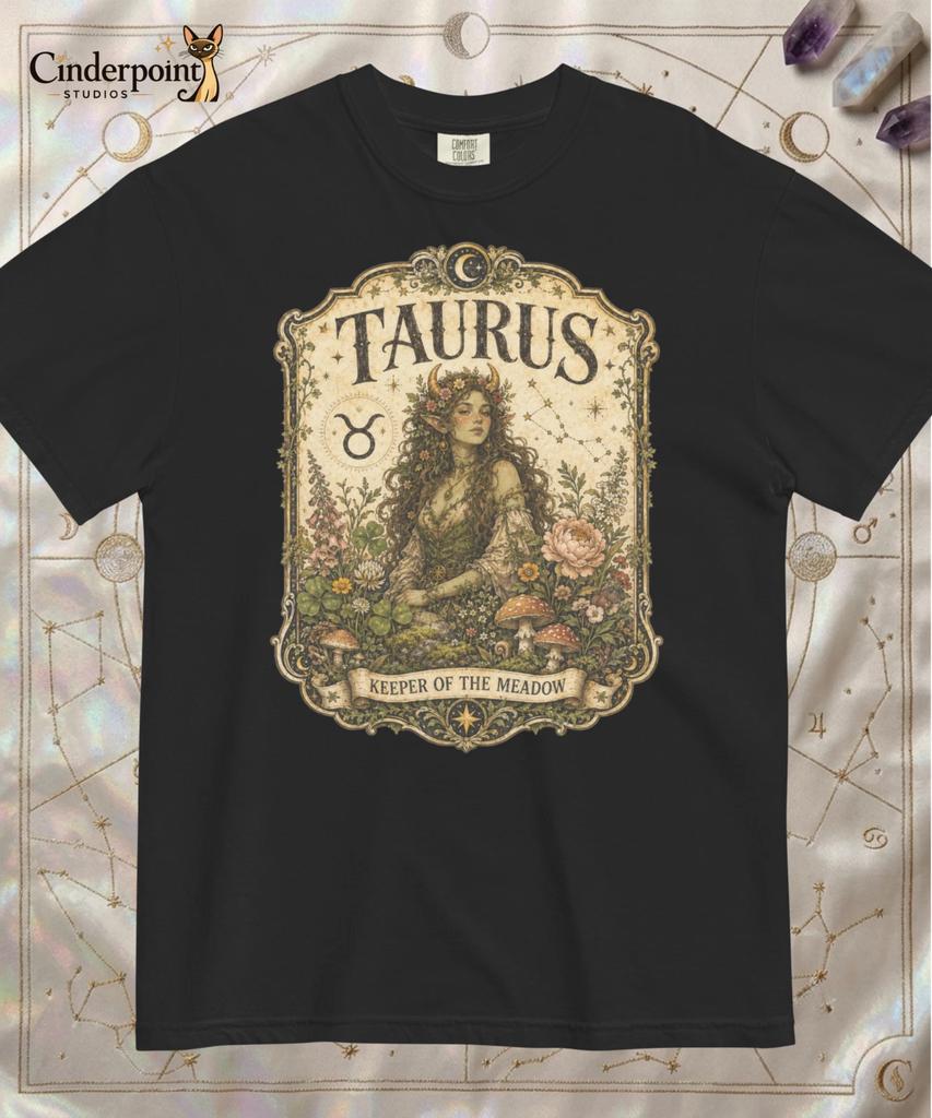Taurus Keeper of Meadow Comfort T-Shirt Premium Fairy Fantasy Zodiac Tee S-4XL
