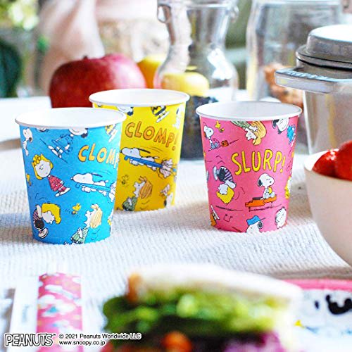 Sunnap Paper Cups, Snoopy Retro Pattern, 205ml, Pack of 25, Assorted 4 Designs, Made in Japan, 7.5cm Wide x 7.5cm Deep x 19.6cm High