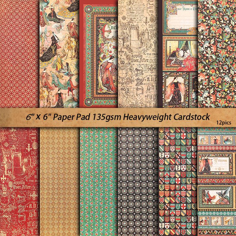 Vintage Magic Forest Decorative Stickers - 12 Sheets of Court Figure Designs for Journaling