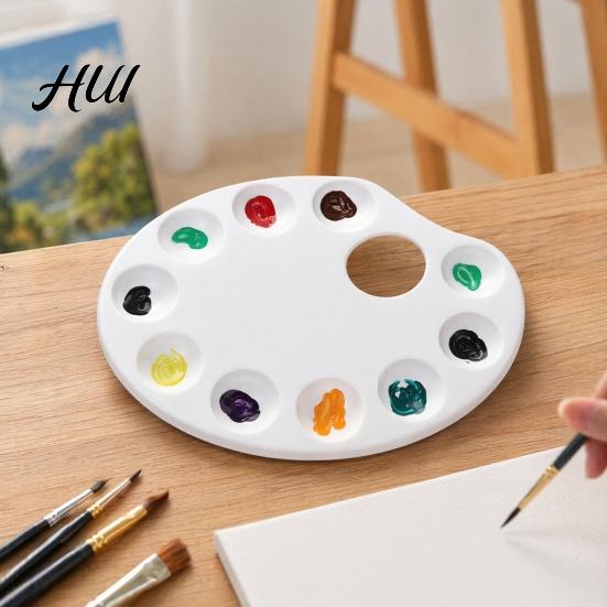 Portable Pigment Holder Paint Palette, Ten-hole Color Mixing Tray, Durable Thickened Washable Plastic Tray Art Supplies, for Watercolor Acrylic