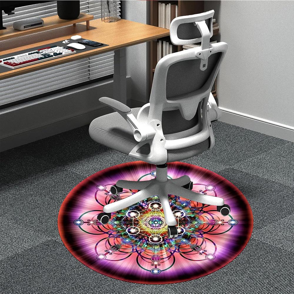 1PC Sacred Geometry Mandala Chair Carpet for Office Non-Slip, Lightweight, Machine Washable Rug for Office, Sleeping, Room - Holiday Decoryy25100910