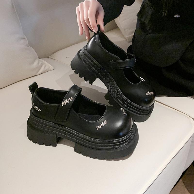Mary Jane single shoes sweet and cool Japanese jk2025 shallow mouth platform small leather shoes women's butterfly round head new versatile thick heel
