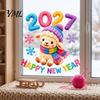 Holiday Window Stickers Chinese New Year Stickers, 2027 Goat Static Clings, Reusable Winter Theme Decals Crochet Knit Lamb Decals, Decor for Home Shop