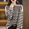 Sweater for Women Winter Stripe Pullover Warm Knitted Stretchy Long Sleeve Oversize Jumper Tops
