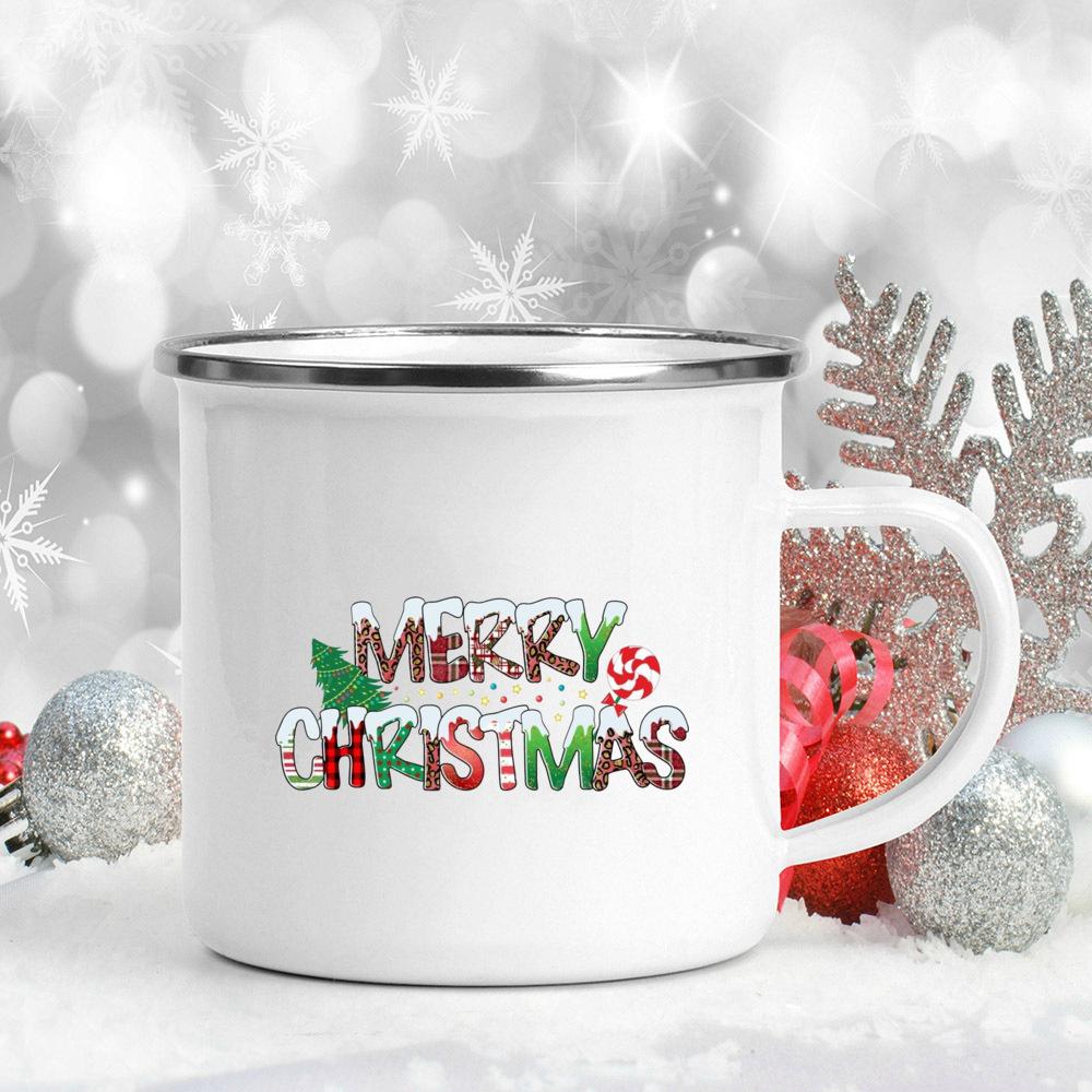 

Веселого Рождества эмалированная кружка для горячего какао-сока, кружки для рождественской вечеринки, напитки, чай, вино, пивные кружки, рождественский праздничный подарок 360ML