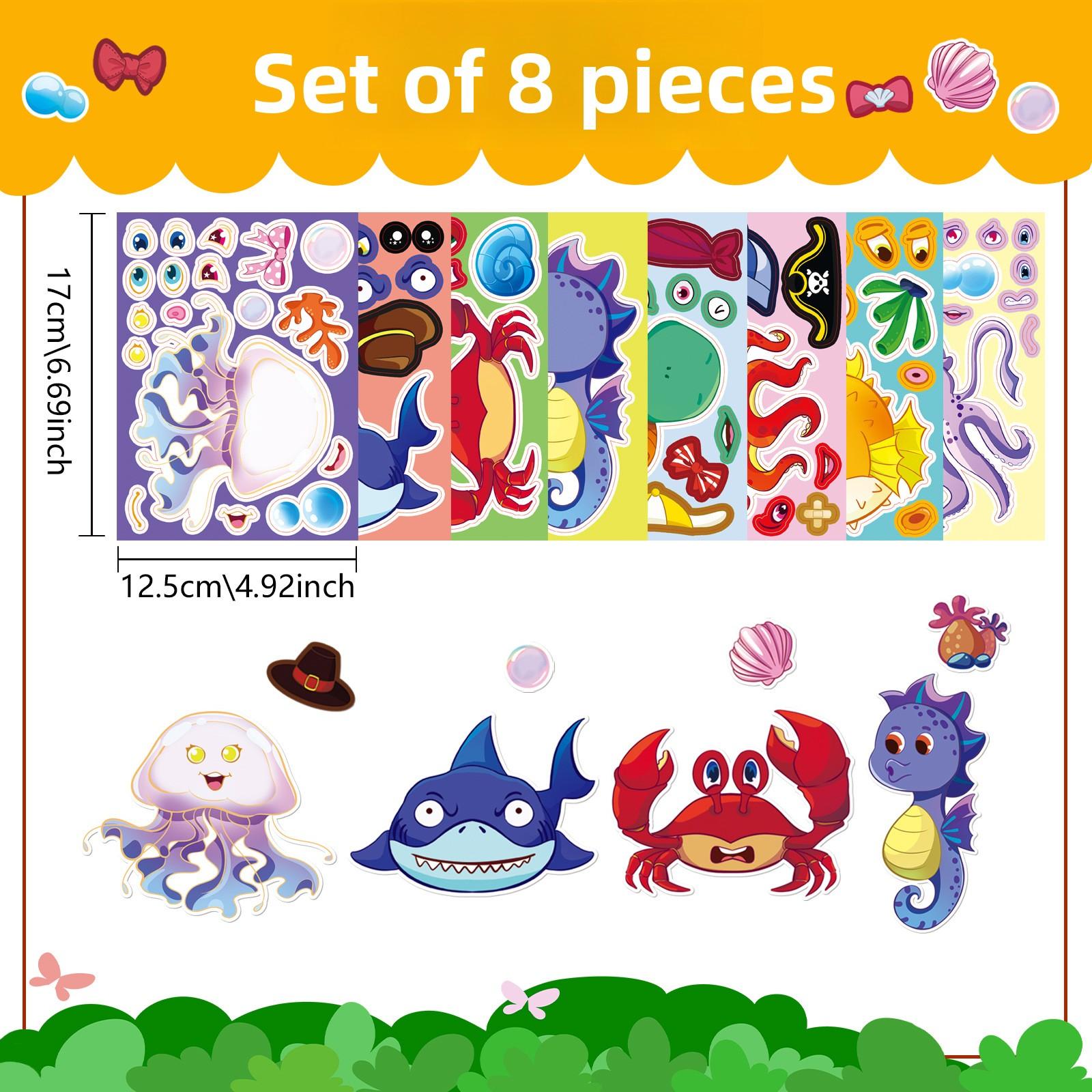 

Оригинальная мультяшная маска с меняющимся лицом «Морская жизнь» для детей и младенцев, развивающий набор для раннего обучения, наклейка 8Pcs