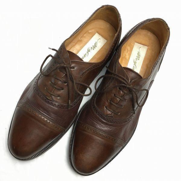 Vintage Mezlan Semi Brogue Cap Toe Business Shoes Brown Size 8W / 26.0cm(USED)