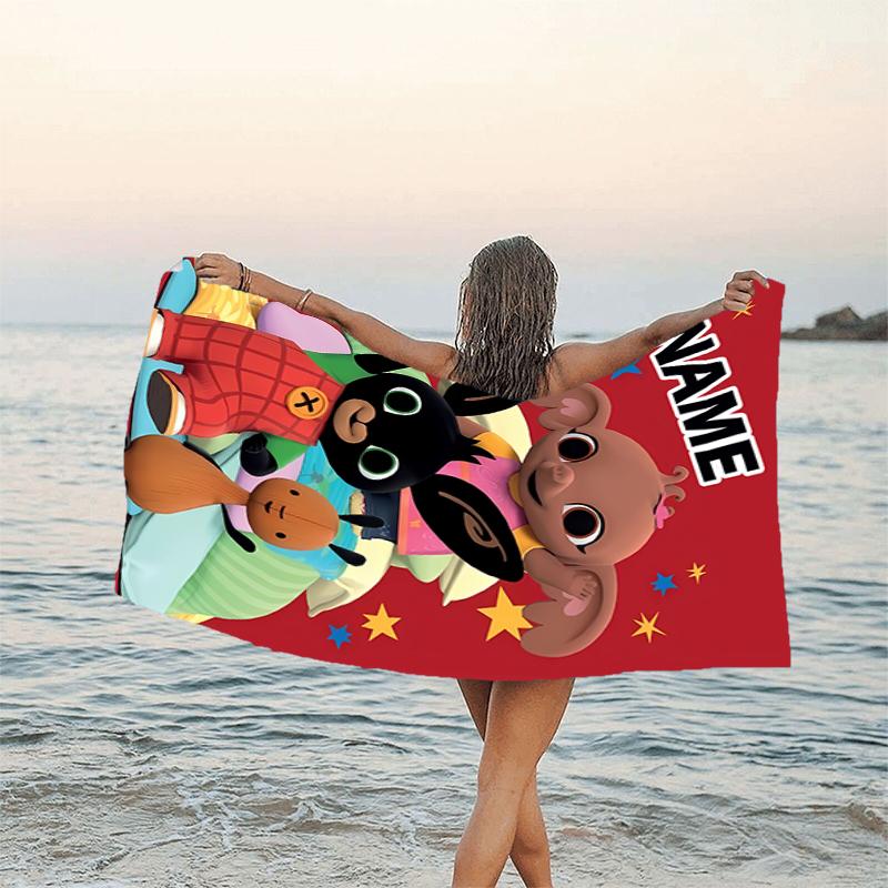 1pc Bing Bunny1 Beach Towel with Custom Name, Beach/Swimming/Bath/Picnic/Camping Towel, Suitable for Seaside Beaches