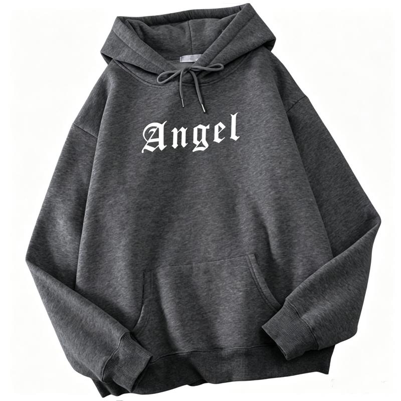 Felpe con cappuccio Angel Creativity Letter Printing Uomo Divertente Felpa alla moda Novità Spalla Drop Abbigliamento Felpa con cappuccio Harajuku da uomo