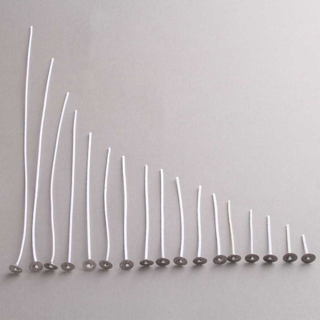 100Pcs Diameter-2mm Length 2.5-30cm Candle Wicks Cotton Core Pre Waxed with Sustainers for Candle DIY Making 17 Sizes Choose