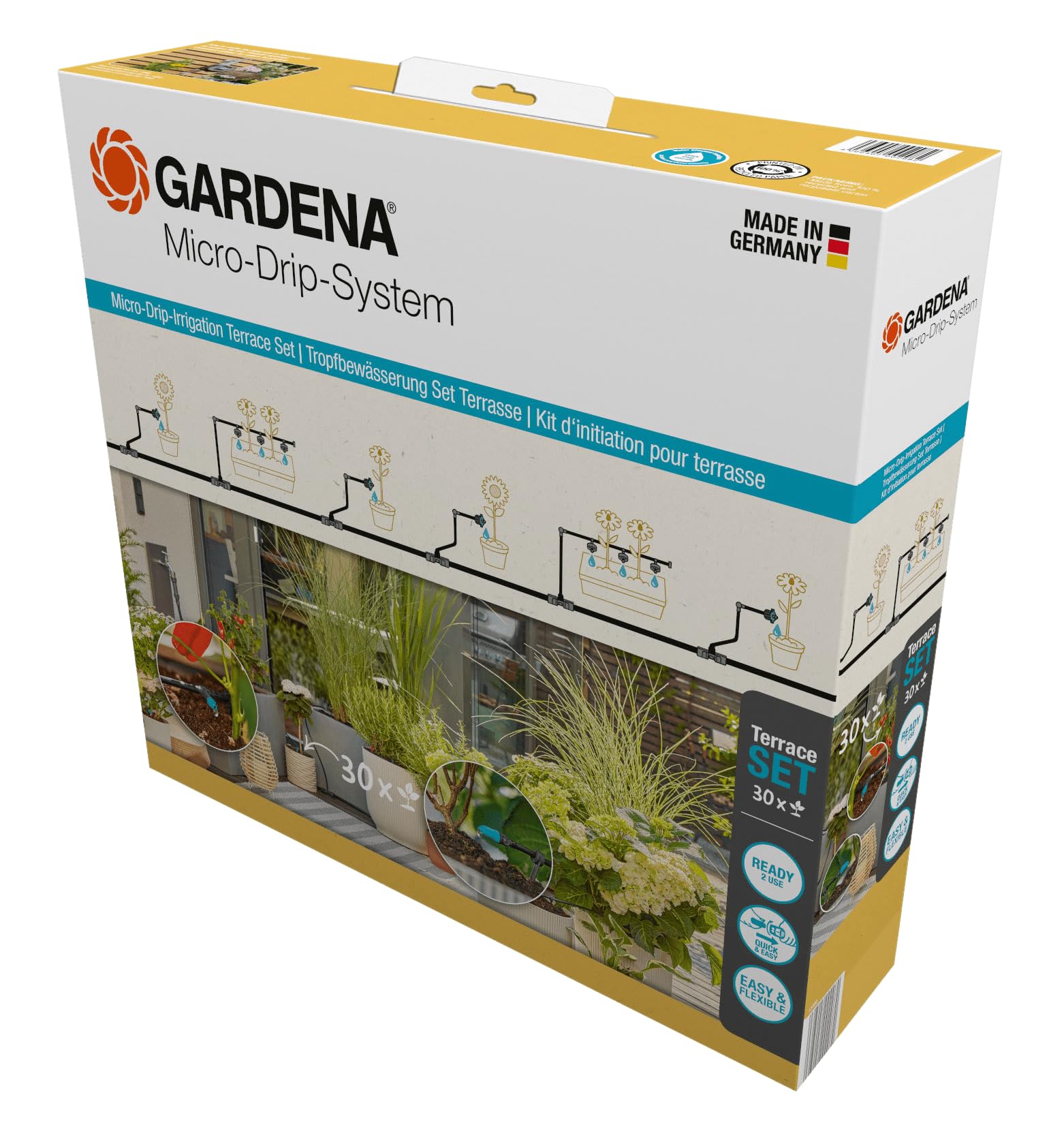 

GARDENA Watering System for Terraces Starter Set Micro-Drip (30 Plants) 13400-20 чёрный